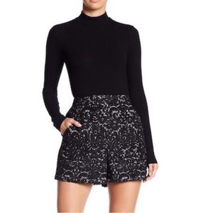 Nordstrom Free Press Brocade High Waisted Black Floral Shorts - Size Large